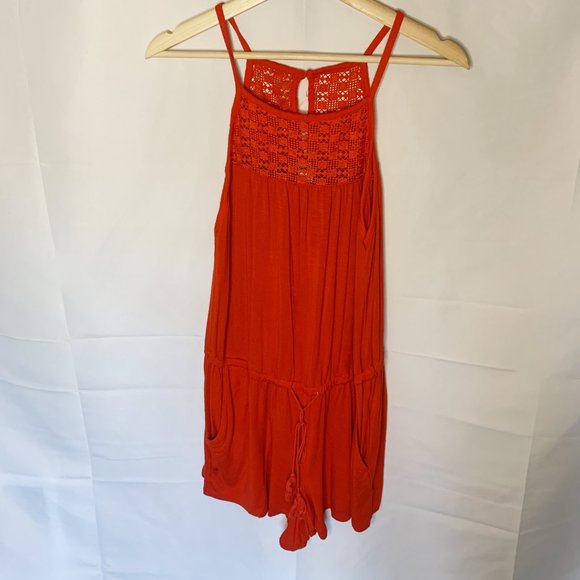 Old Navy Red Woven Romper Size Small - Picture 2 of 6